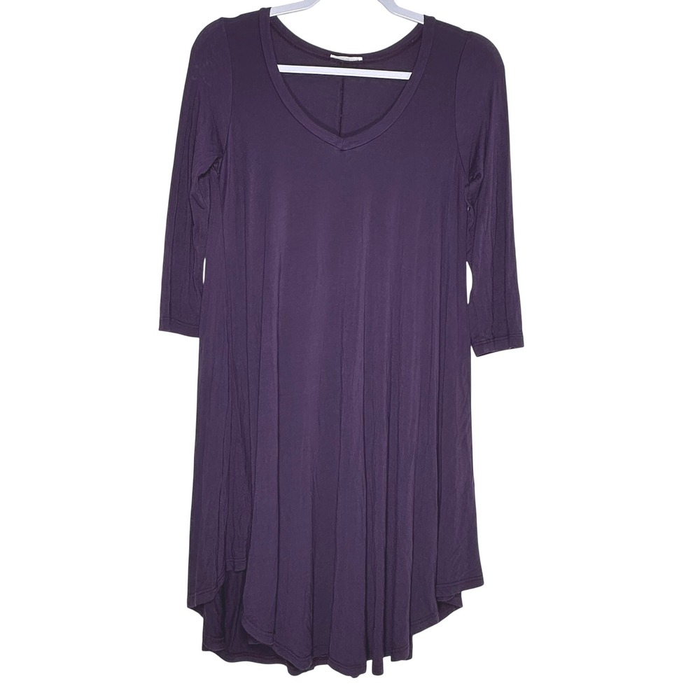 Lollipop‎ Star Purple Tunic Dress 3/4 Sleeve High Low Sharkbite Hem Medium D1222